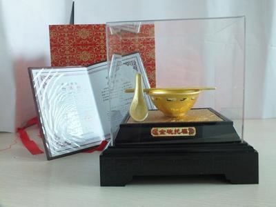 【会销《金碗托福》绒沙金立体工艺品摆件、碗筷会销商务礼品】价格_厂家_图片 -