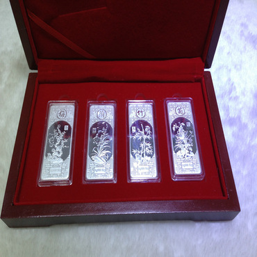 厂家直销千足银梅兰竹菊银条 50克收藏与会销礼品优选